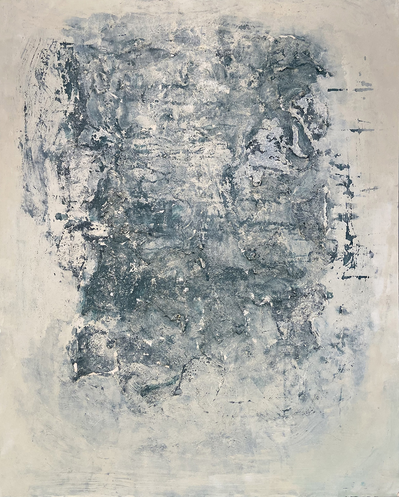 Pintura abstracta de Patricia Vega-Hazas con texturas grises
